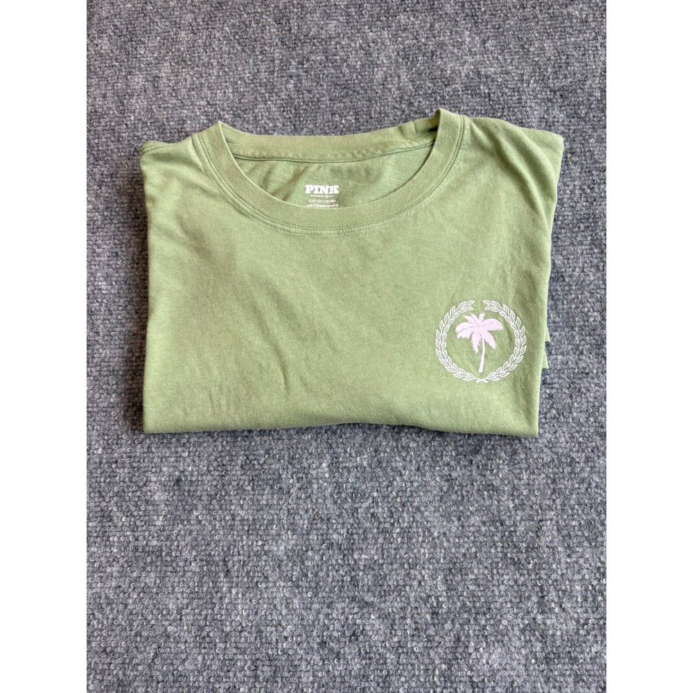 Victoria's Secret PINK Olive Green Palm Tree Graphic T-Shirt Small - Picture 15 of 15